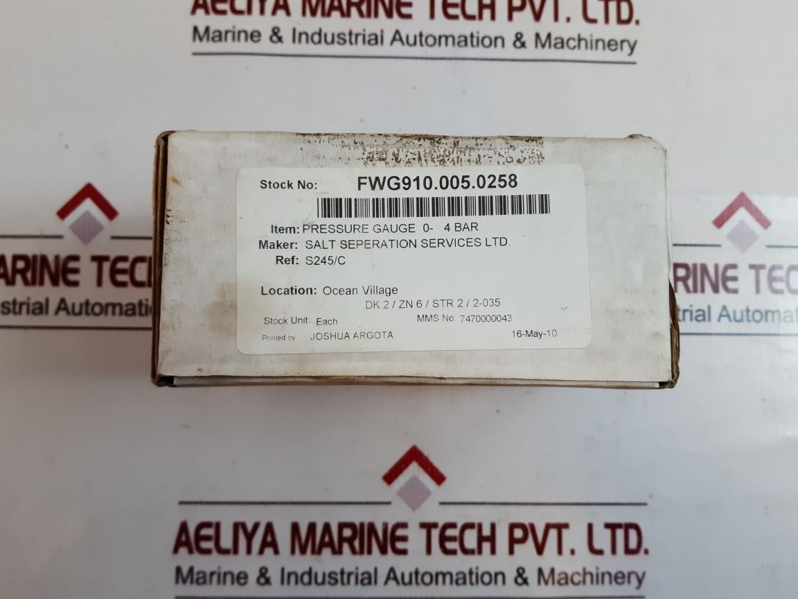 Stewart-buchanan Pressure Gauge 0-4 Bar