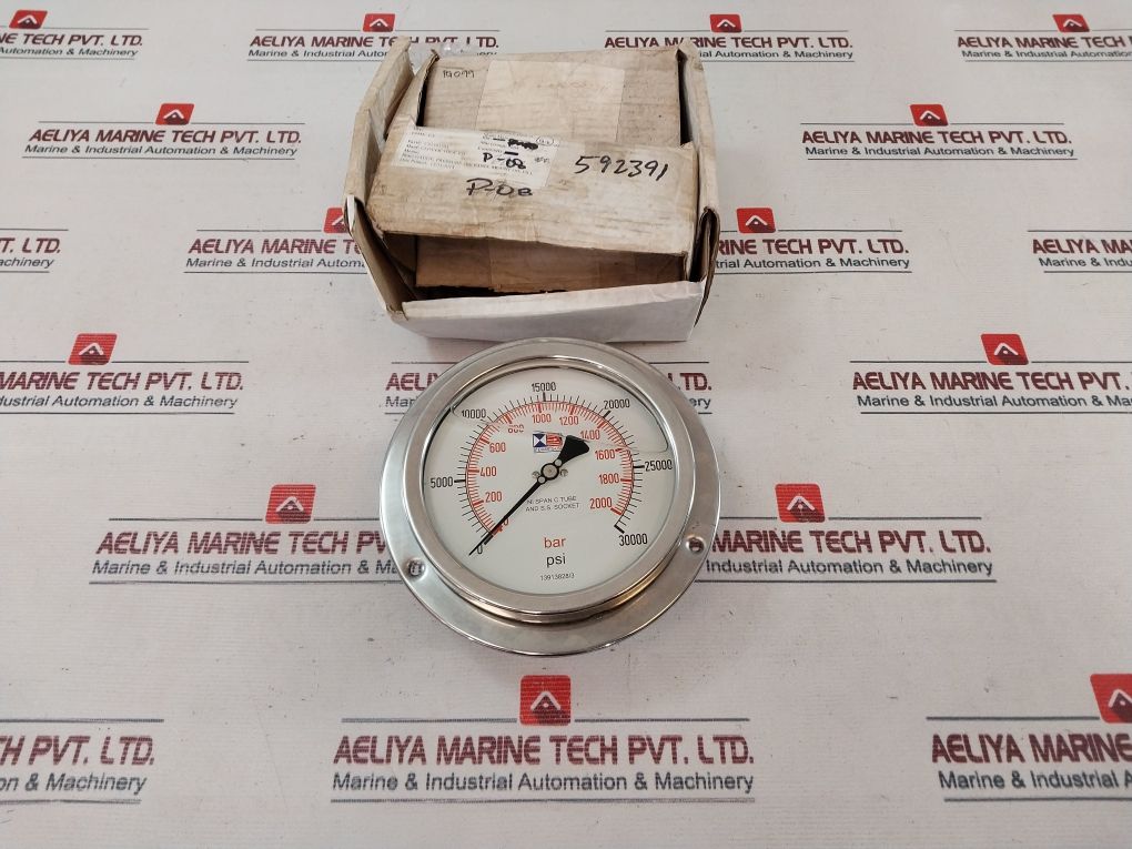 Stewarts 0-30000 Psi Pressure Gauge 30K Panel Mount Oil Fill