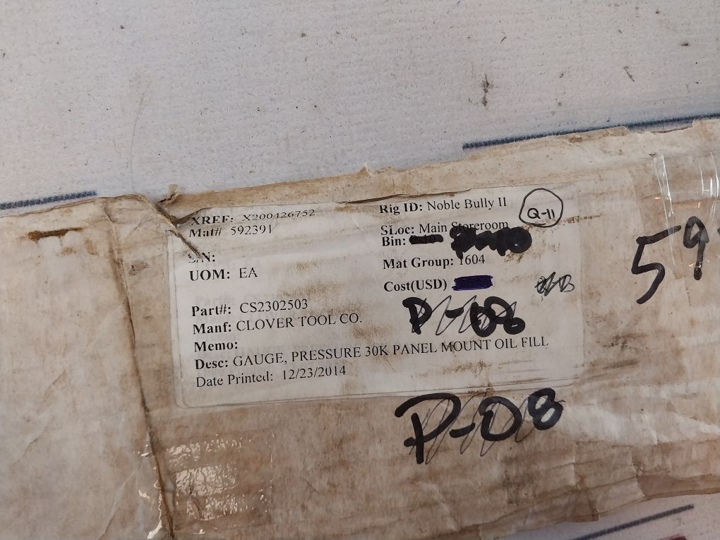 Stewarts 0-30000 Psi Pressure Gauge 30K Panel Mount Oil Fill