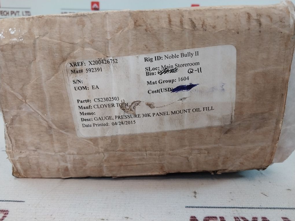 Stewarts 0-30000 Psi Pressure Gauge 30K Panel Mount Oil Fill