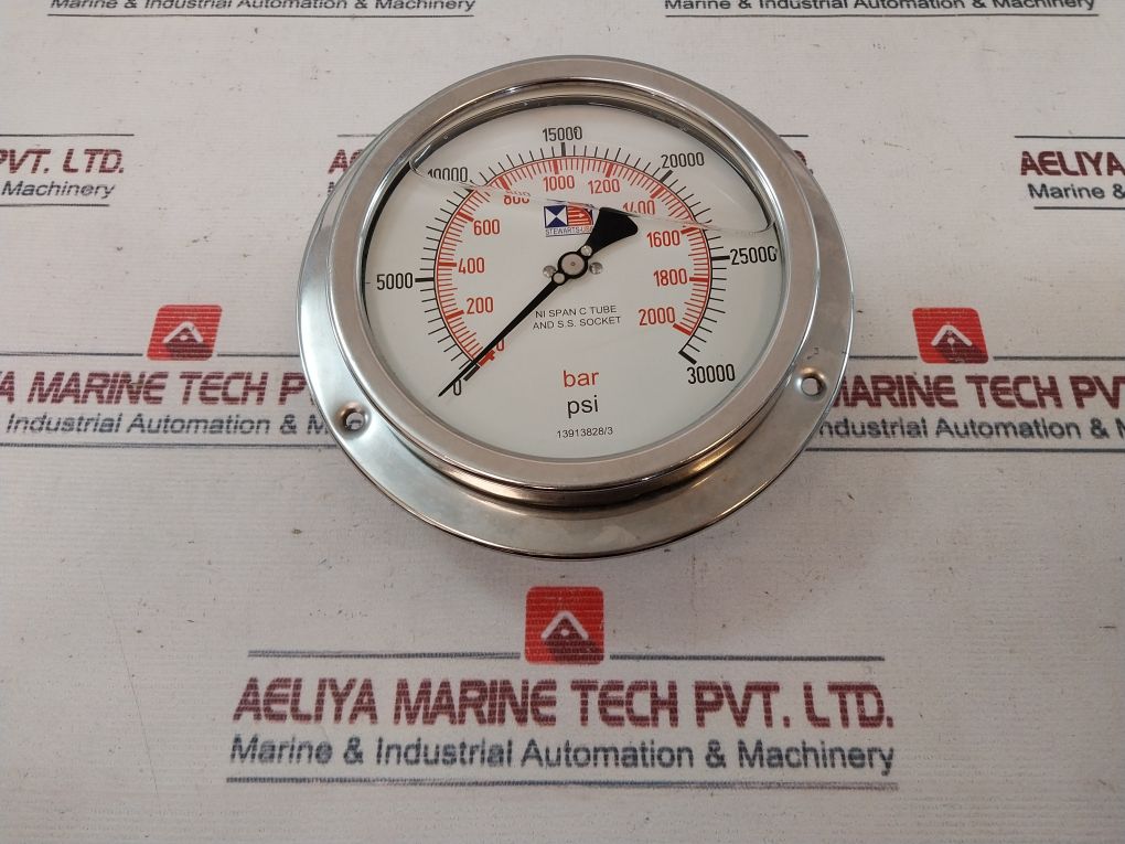 Stewarts 0-30000 Psi Pressure Gauge 30K Panel Mount Oil Fill