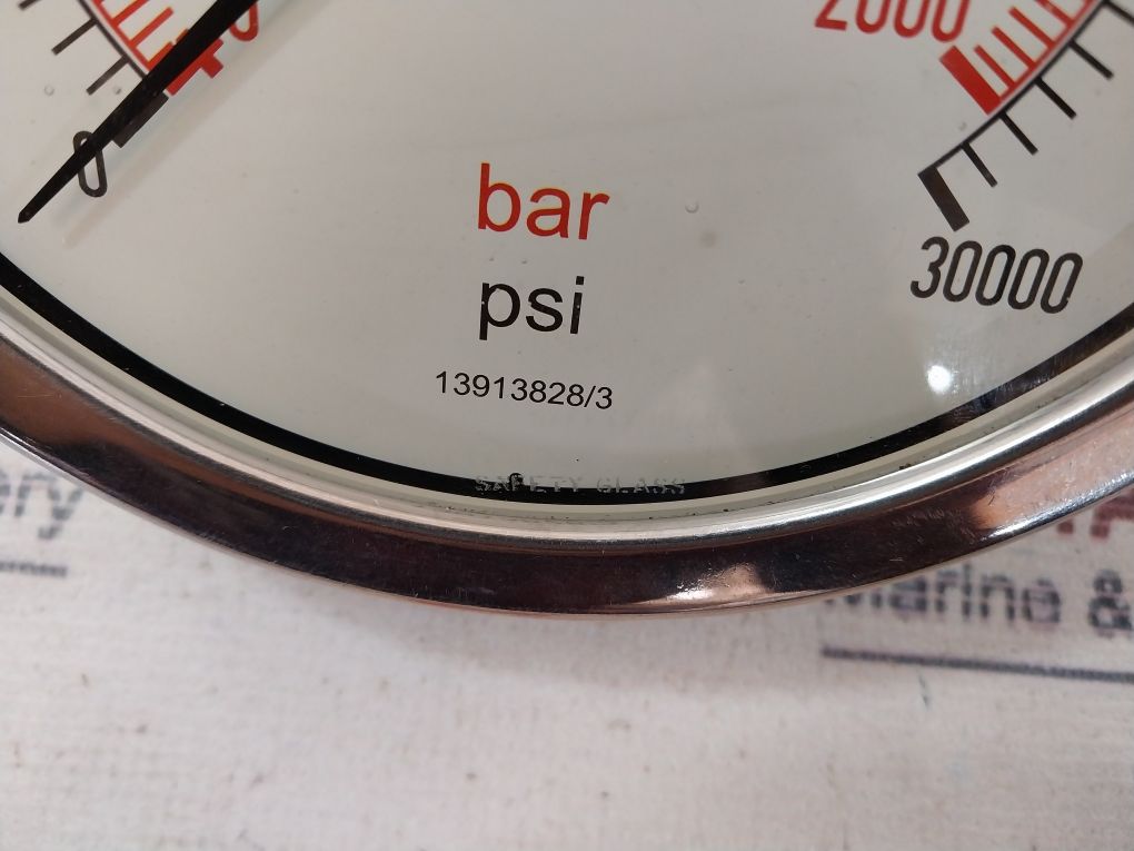 Stewarts 0-30000 Psi Pressure Gauge 30K Panel Mount Oil Fill