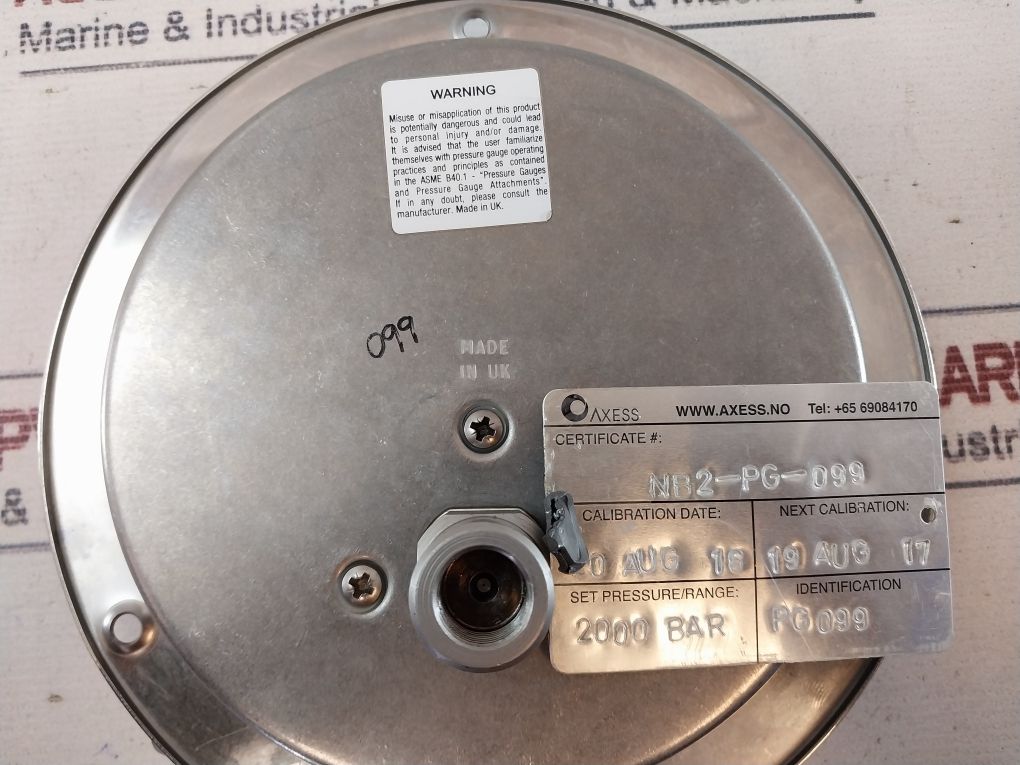 Stewarts 0-30000 Psi Pressure Gauge 30K Panel Mount Oil Fill