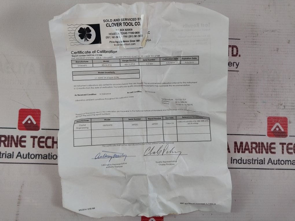 Stewarts 316 S.S Liquid Pressure Gauge 0-1000 Psi