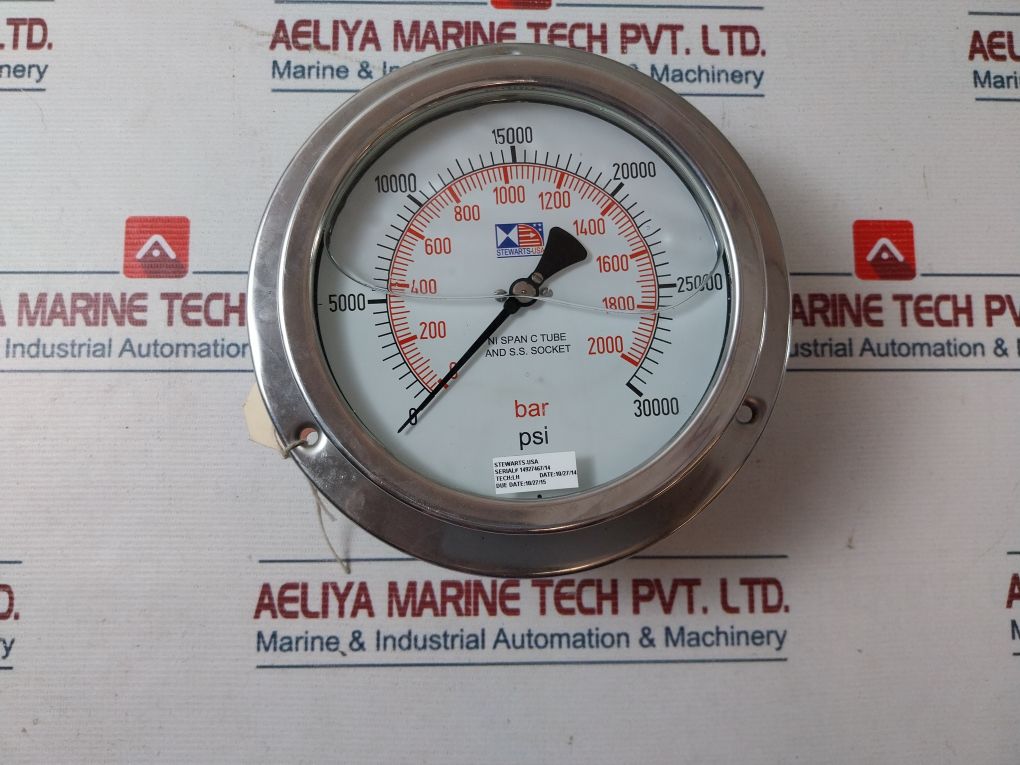 Stewarts 61S-30K-fp-b-1/4" Hpe Pressure Gauge
