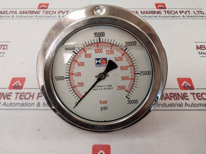 Stewarts 61S-30K-fp-b-1/4” Hpf Pressure Gauge 0-30000 Psi