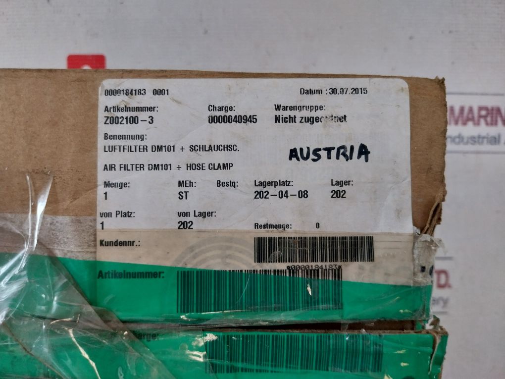 Steyr Z002100-3 Air Filter Dm101 + Hose Clamp