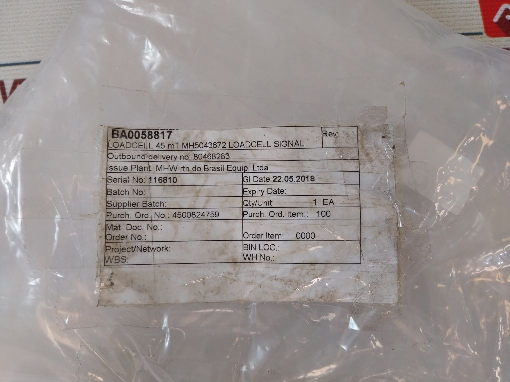 Strainstall 130575 Load Cell 45 Mt Mh5043672 Signal