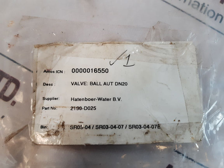 Stubbe 1370870002 Ball Valve 2150-d025 Electric Actuator
