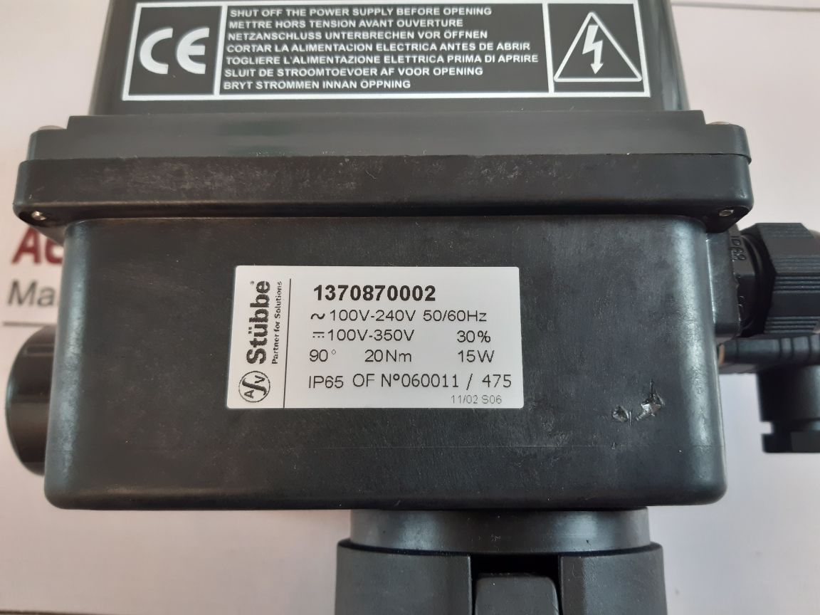 Stubbe 1370870002 Ball Valve 2150-d025 Electric Actuator
