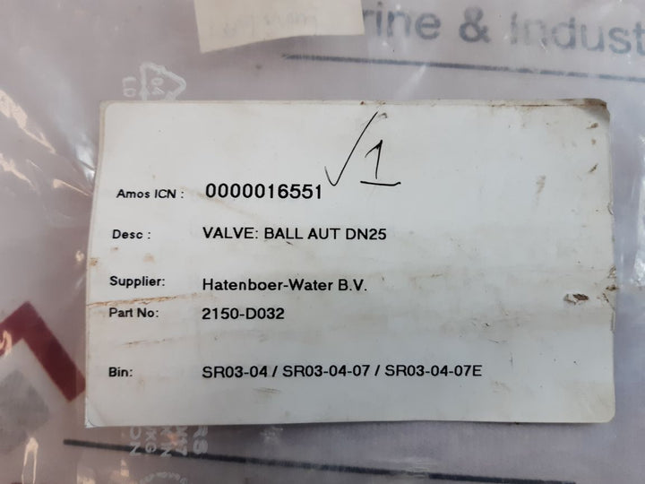 Stubbe 1370870002 Ball Valve 2150-d032 Electric Actuator
