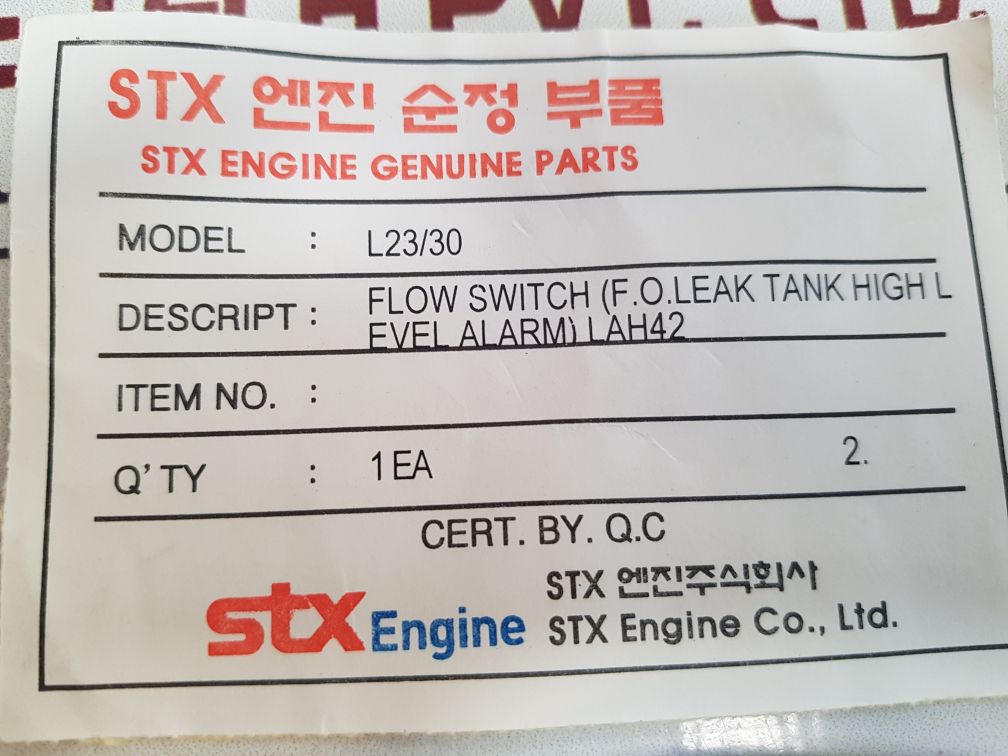 Stx Engine L23/30 Flow Switch Lal25