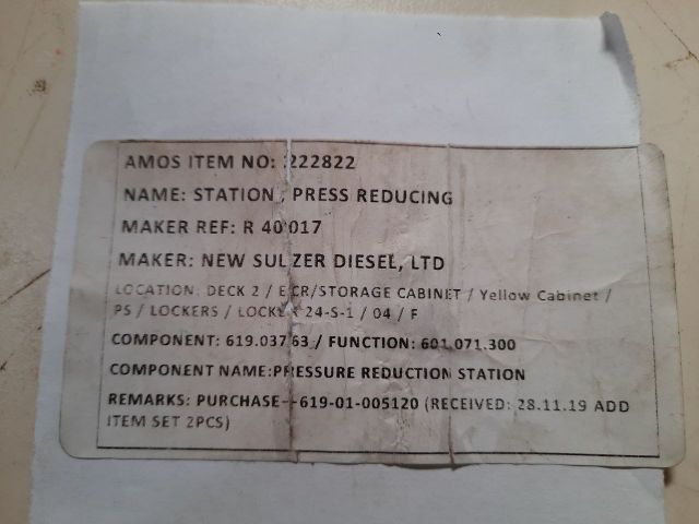 Sulzer R 40017 Pressure Reducing Station