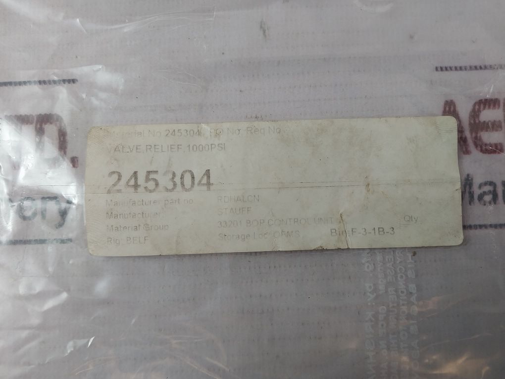 Sun Hydraulics Rdha-lcn Hydraulic Relief Cartridge Valve 1000 Psi