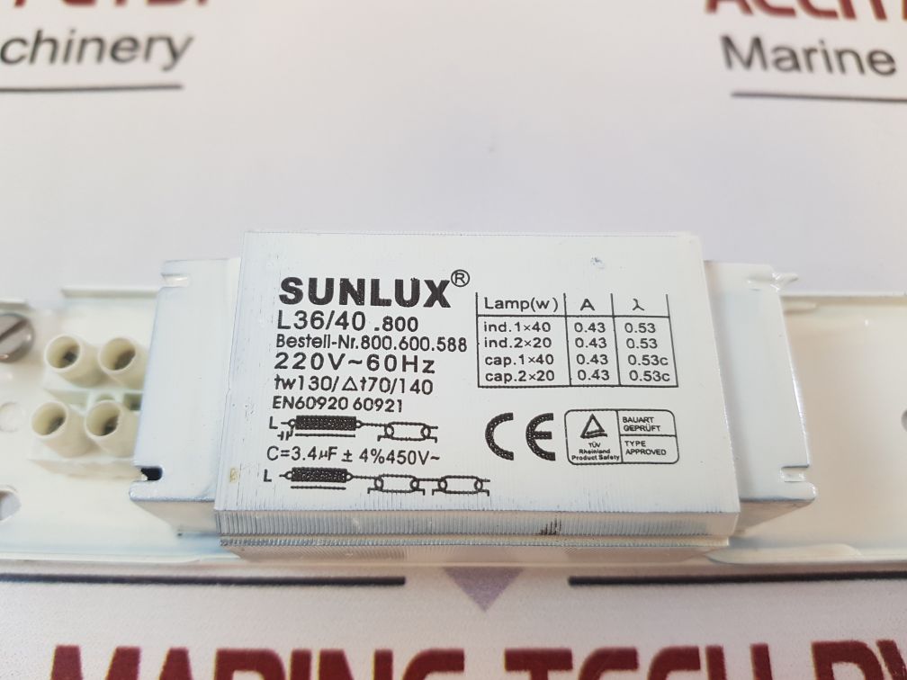 Sunlux L3640.800 Magnetic Ballast 220V~60Hz