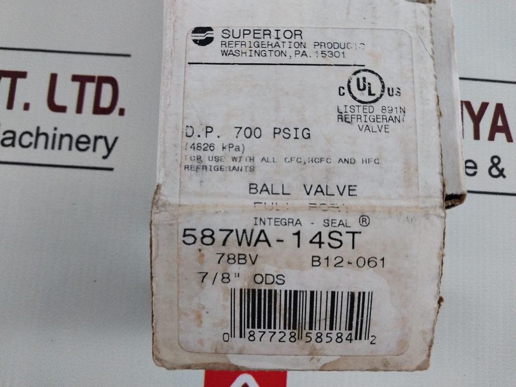 Superior 587Wa–14St Ball Valve/Refrigerant Valve Full Port 7/8 In Ods
