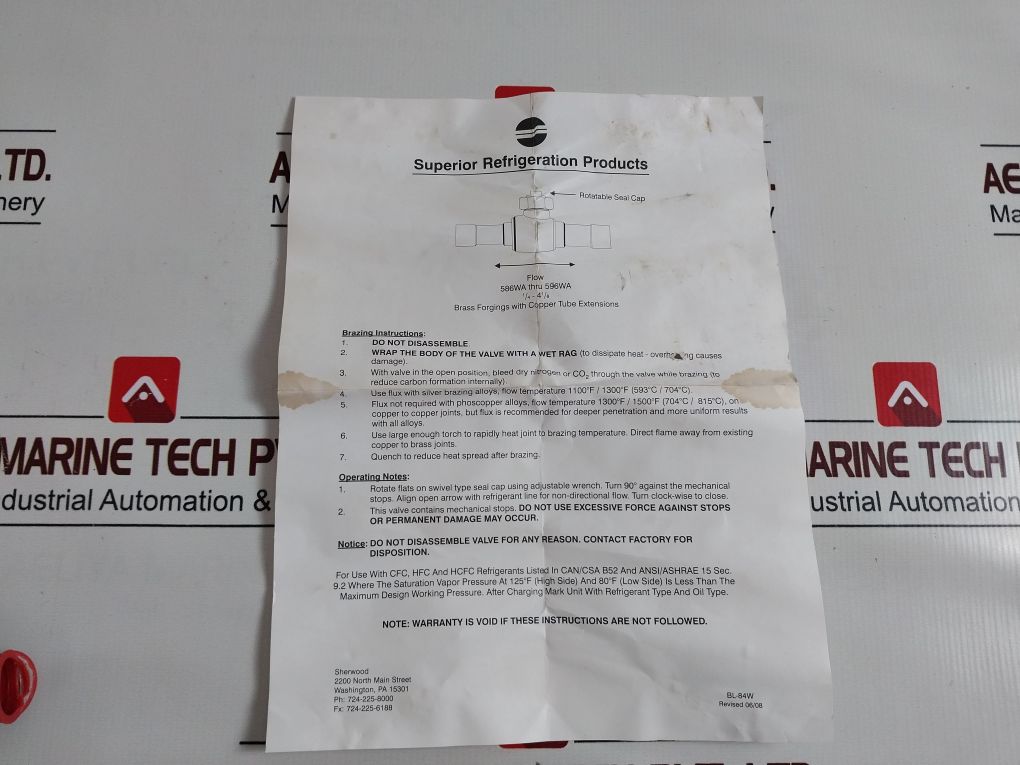 Superior 587Wa–14St Ball Valve/Refrigerant Valve Full Port 7/8 In Ods