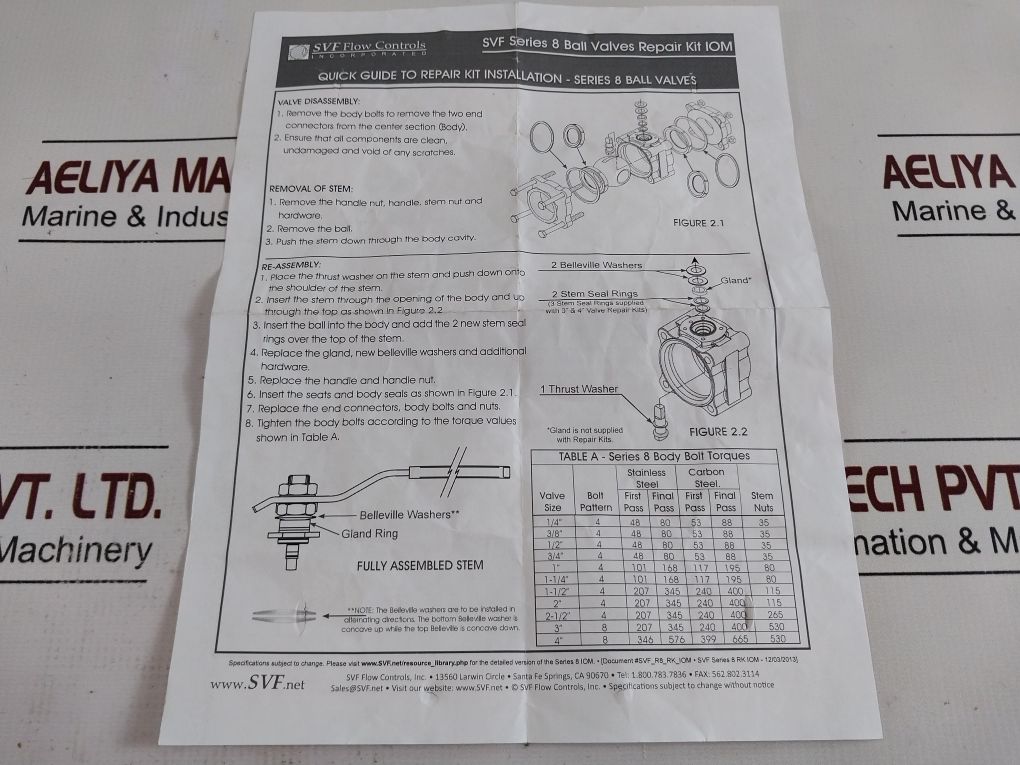 Svf Flow Controls 0291005-rk Repair Kit