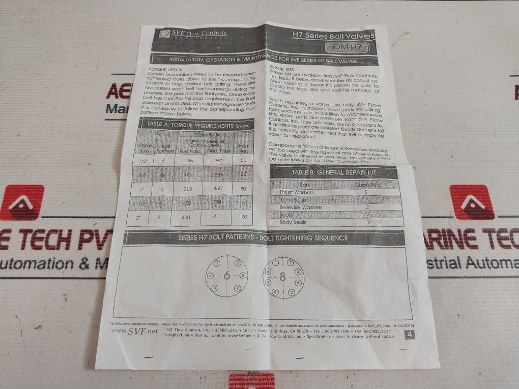 Svf Flow Controls 0421312-rk Valve Repair Kit