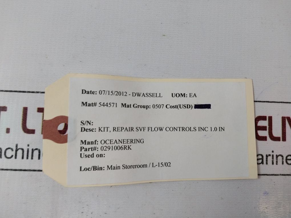 Oceaneering 0291006-rk Repair Kit