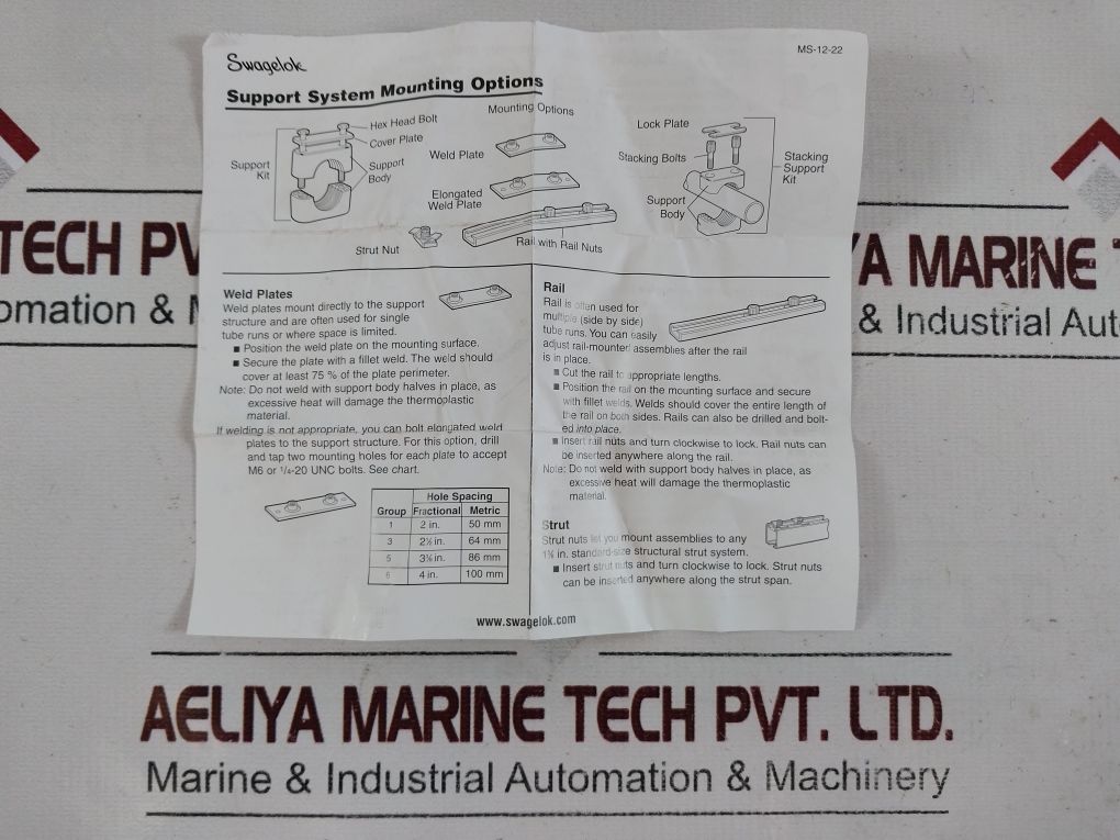 Swagelok 304-s3-pp-8T 1/2 Support Kit R1Jkrt001B