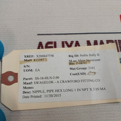 Swagelok Ss-16-hln-3.00 Pipe Hex Long 1 In Nipple