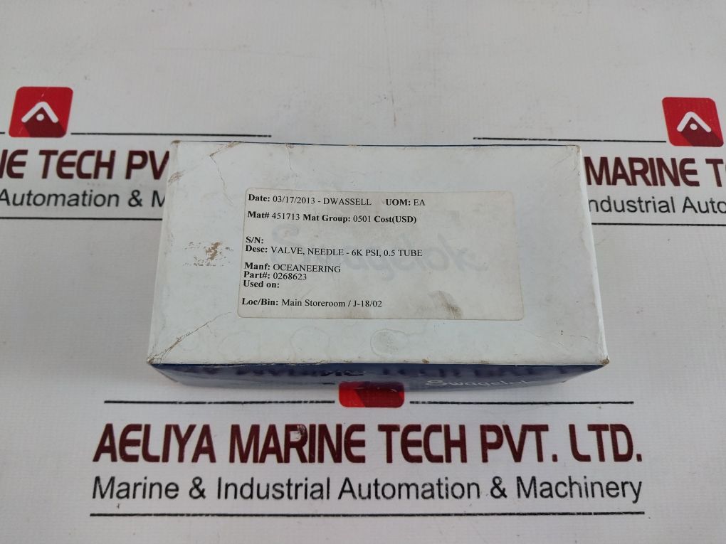 Swagelok Ss-26Vs8 Bonnet Needle Valve