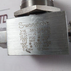 Swagelok Ss-45S8 Ball Valve 2500 Psig
