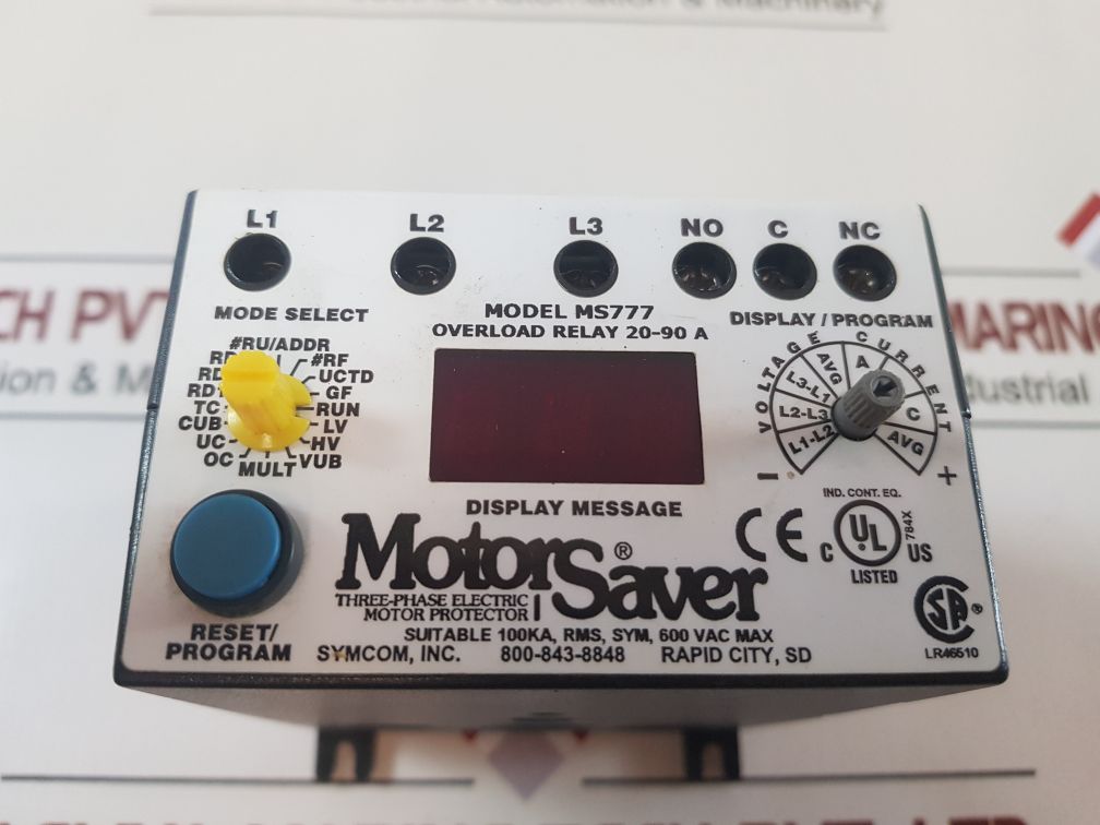 Symcom Motorsaver Ms777 Overload Relay 20-90 A