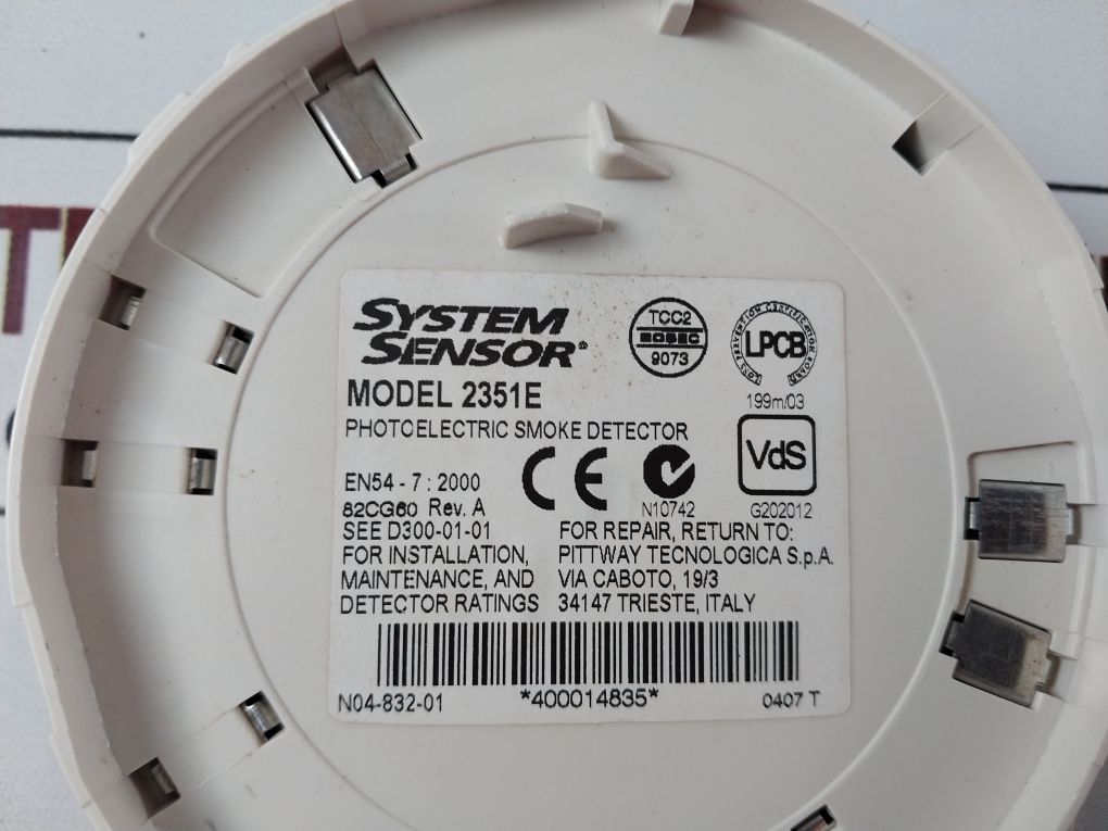 System Sensor 2351E Photoelectric Smoke Detector 82Cg60
