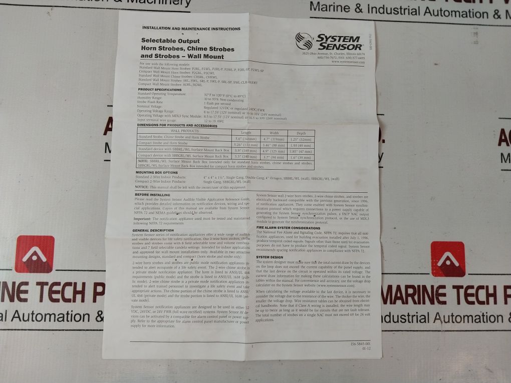 System Sensor P2Rl Wall Horn Strobe