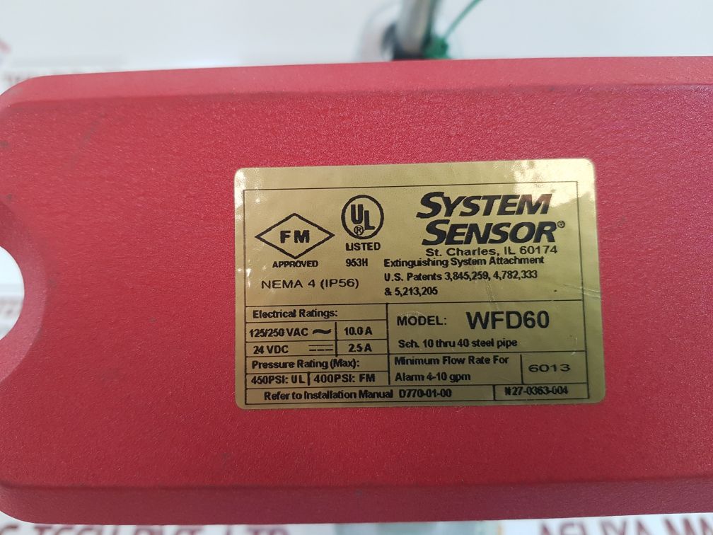 System Sensor Wfd60 Flow Switch