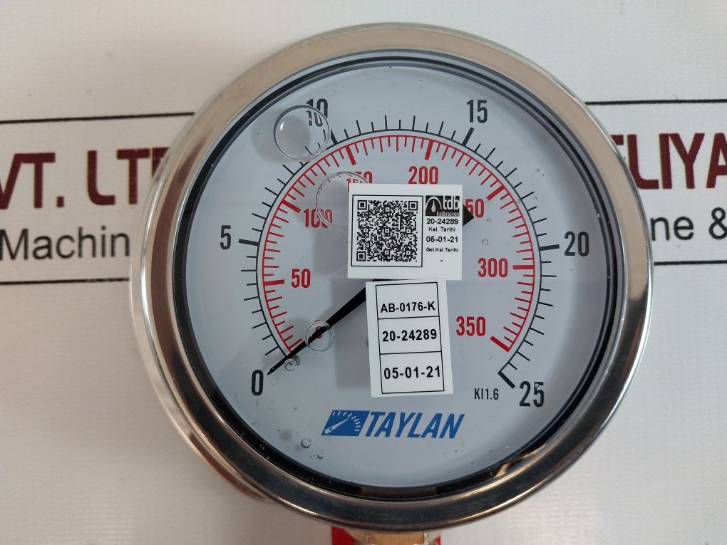 Taylan Kl 1.6 Pressure Gauge 100 Mm 0-25 Bar/Psi