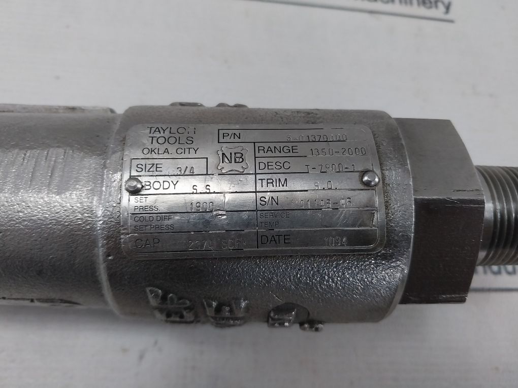 Taylor Tools S-01370000 Relief Valve