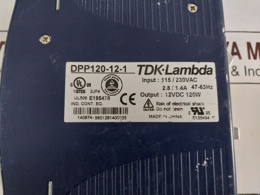 Tdk-lambda Dpp120-12-1 Din Rail Power Supply
