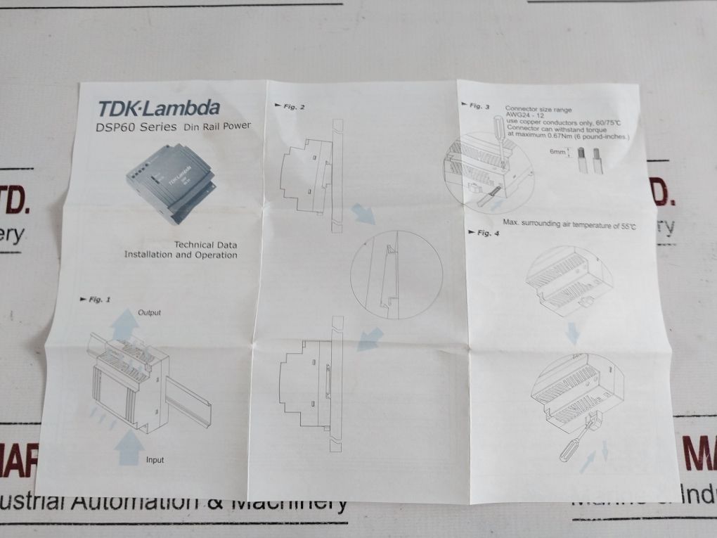 Tdk-lambda Dsp60-12 Din Rail Power Supply 100-240Vac
