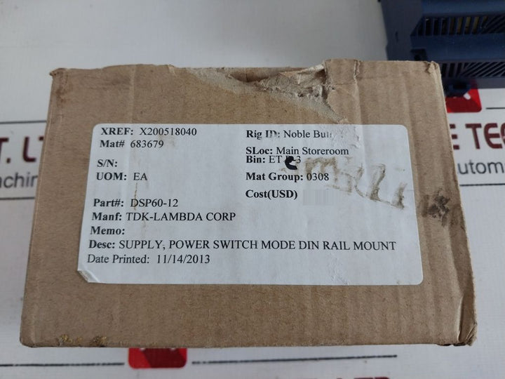 Tdk-lambda Dsp60-12 Din Rail Power Supply 100-240Vac