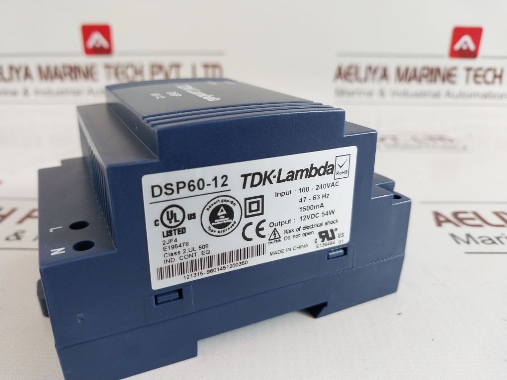 Tdk-lambda Dsp60-12 Din Rail Power Supply 100-240Vac