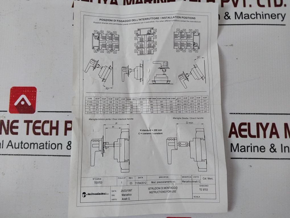 Technoelectric Vc4P 3X630A Circuit Breaker Kit
