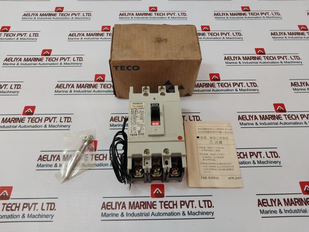 Teco To-100Eb 3 Pole No-fuse Circuit Breaker Temp 40°C Ac 690V 5060Hz 60A
