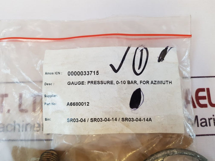 Tecsis Cl. 1.6 Pressure Gauge 0-10 Bar