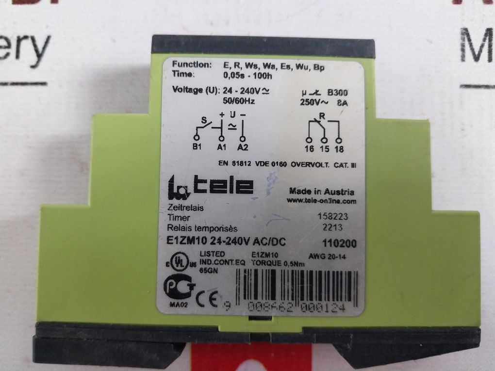 Tele E1Zm10 24-240V Ac/Dc Multi Function Timer Relay