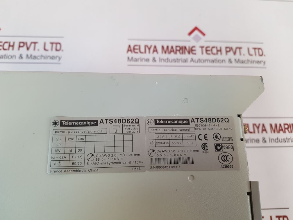Telemecanique Altistart 48 Ats48D62Q Soft Starter