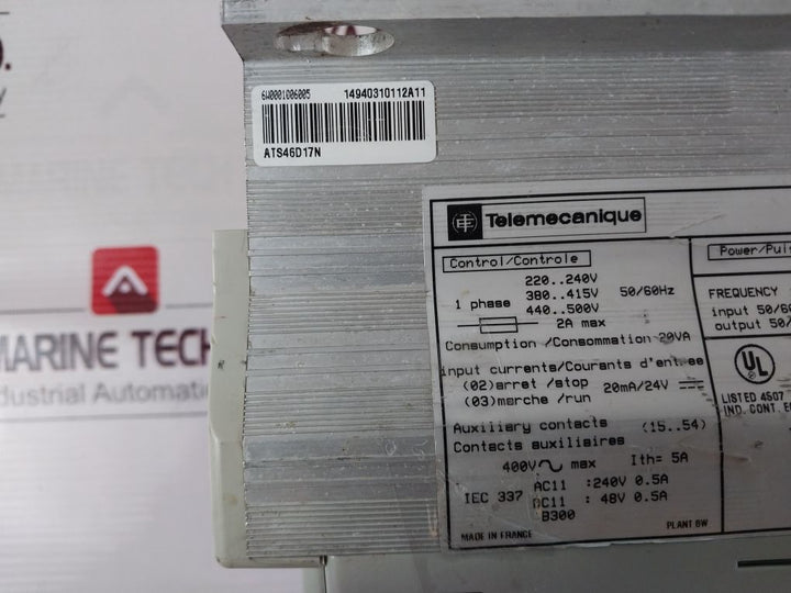 Telemecanique Square D Altstart 46 Soft Starter Ats46D17N 400V 50/60Hz