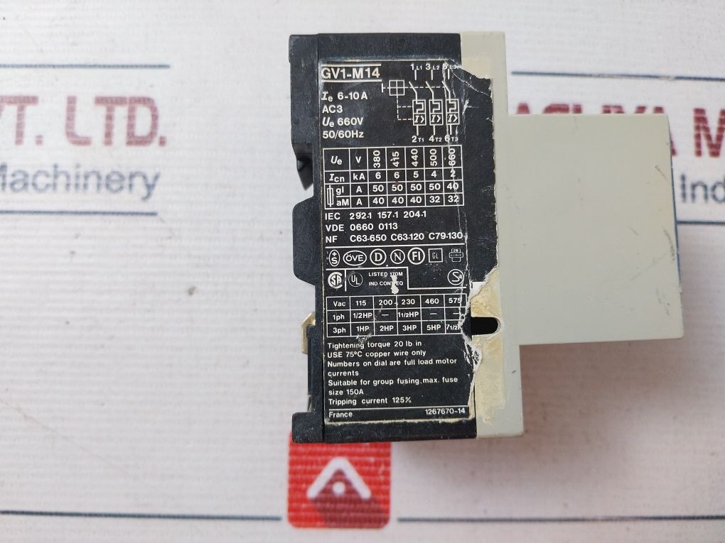 Telemecanique Gv1-m14 Motor Protector With Auxiliary Contact Block Gv1-a01