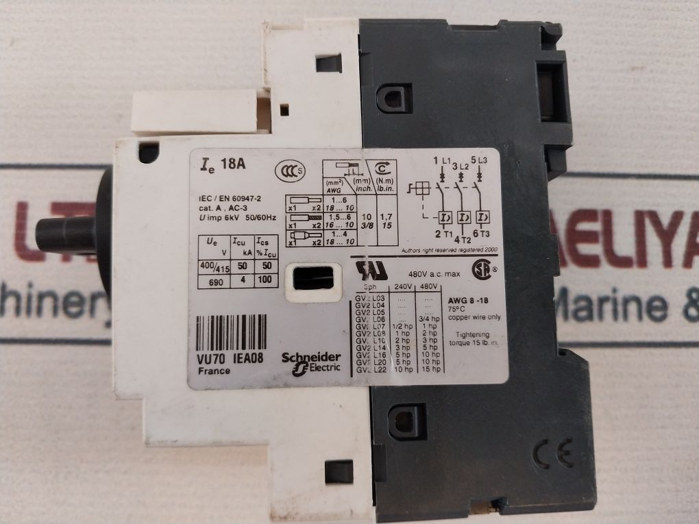 Telemecanique Gv2-l20 18A Motor Circuit Breaker 480V