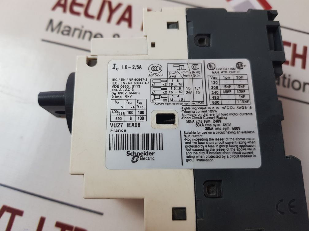 Telemecanique Gv2-p07/1.6-2.5A Manual Motor Controller