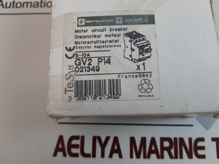 Telemecanique Gv2-p14/6-10A Motor Circuit Breaker
