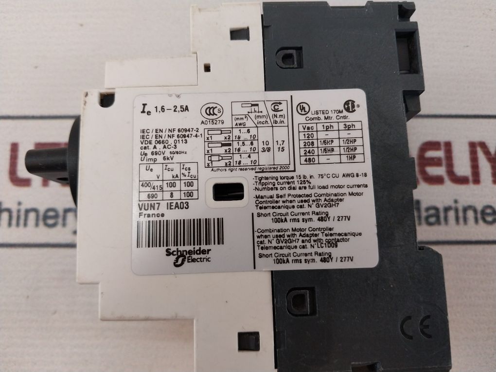 Telemecanique Gv2-p 07H7 Manual Starter