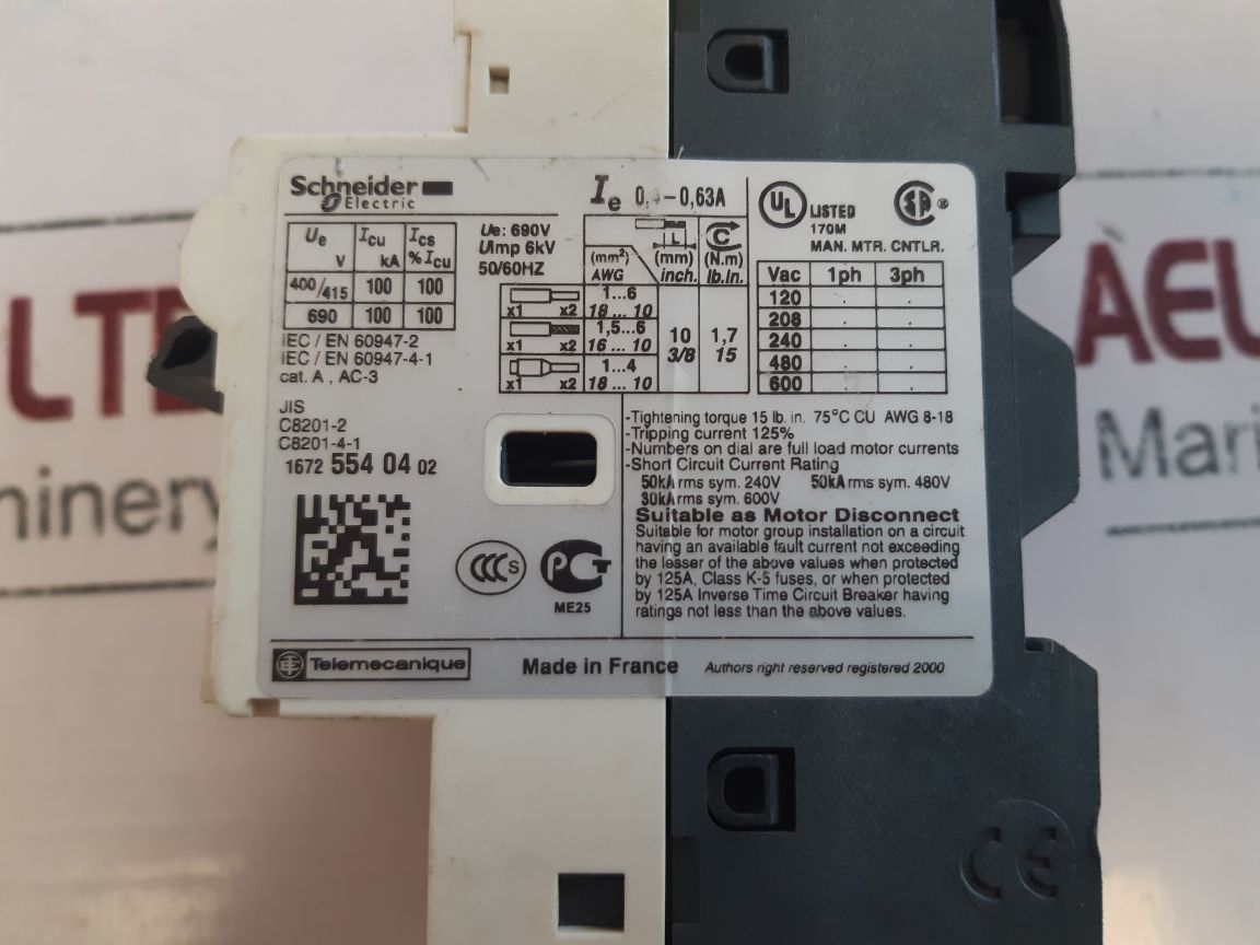 Telemecanique Gv2-rt04 Motor Circuit Breaker